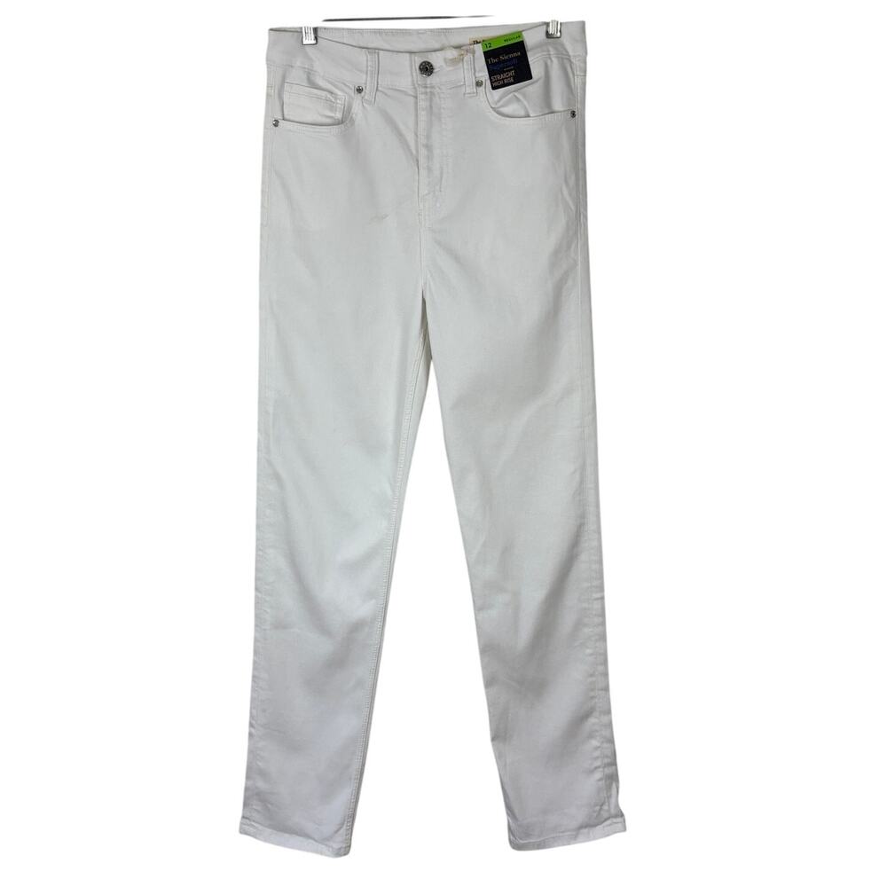 M&S NEW The Supersoft Sienna Straight Jeans High Rise White UK 12/ US 8